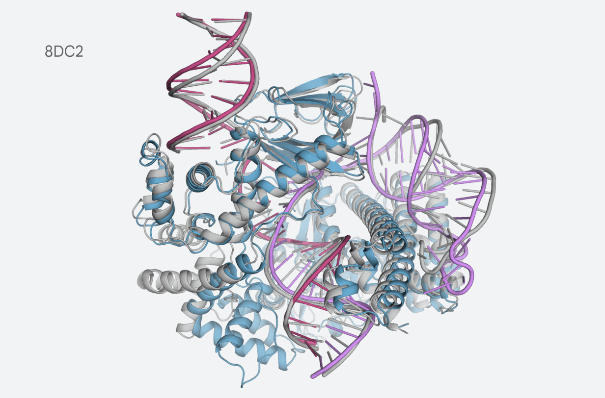 A protein structure predicted by the latest AlphaFold model.